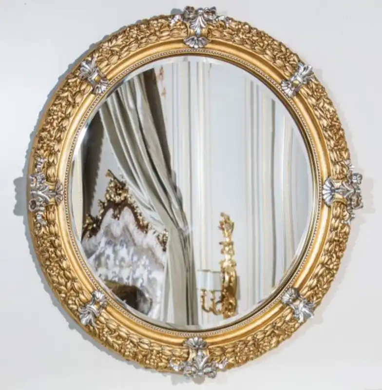Sonderangebot Casa Padrino Luxus Barock Spiegel Gold / Silber Ø 103 cm - Prunkvoller handgeschnitzter Wandspiegel im Barockstil - Luxus Qualität - Made in Italy