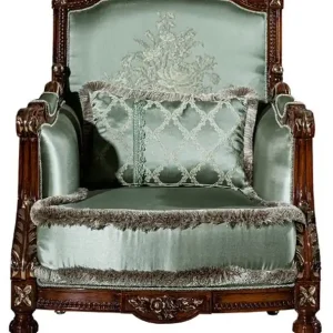Ausverkauf Casa Padrino Luxus Barock Sessel Hellgrün / Braun 80 x 90 x H. 119 cm - Wohnzimmer Sessel mit dekorativem Kissen - Barock Möbel