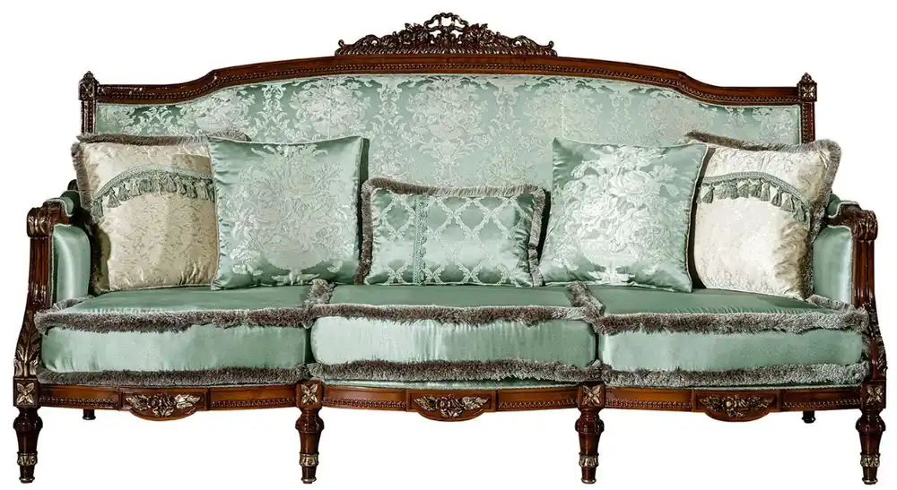Nur Heute Casa Padrino Luxus Barock Sofa Hellgrün / Braun 227 x 90 x H. 126 cm - Wohnzimmer Sofa mit dekorativen Kissen - Barock Möbel