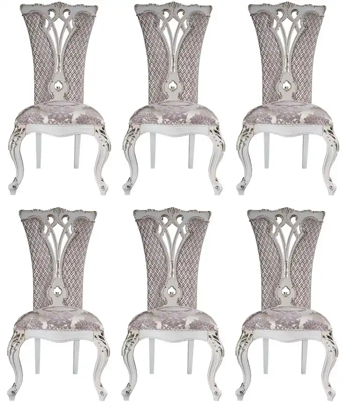 Bestseller Casa Padrino Luxus Barock Esszimmer Stuhl Set Lila / Beige / Weiß / Gold 57 x 65 x H. 113 cm - Küchen Stühle 6er Set - Prunkvolle Barock Esszimmer Möbel