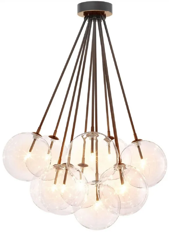Heißes Angebot Casa Padrino Luxus Halogen Deckenleuchte Bronzefarben Ø 66 x H. 94,5 cm - Dimmbare Deckenlampe mit runden Glas Lampenschirmen - Luxus Qualität