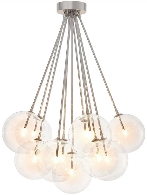 Finale Aktion Casa Padrino Luxus Halogen Deckenleuchte Silber Ø 66 x H. 94,5 cm - Dimmbare Deckenlampe mit runden Glas Lampenschirmen - Luxus Qualität