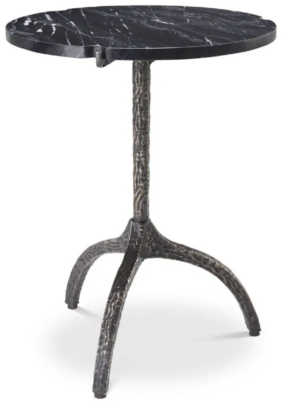 Beliebt Casa Padrino Luxus Beistelltisch Bronzefarben / Schwarz Ø 45 x H. 58,5 cm - Messing Tisch mit Marmorplatte - Wohnzimmer Möbel - Luxus Möbel