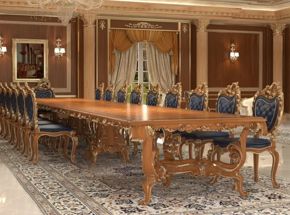 Casa Padrino Luxus Barock Esstisch Braun / Gold - Verschiedene Größen - Prunkvoller Massivholz Esszimmertisch - Hotel Restaurant Schloss Möbel - Luxus Qualität - Made in Italy Neue Kollektion