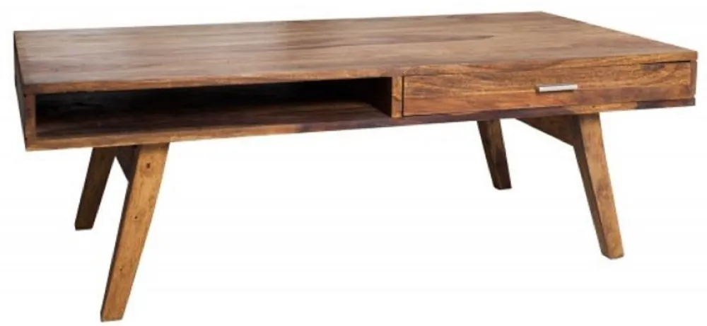 Schneller Versand Casa Padrino Massivholz Couchtisch Naturfarben 100 x 55 x H. 40 cm - Wohnzimmertisch im Retro Style - Retro Design Wohnzimmer Möbel