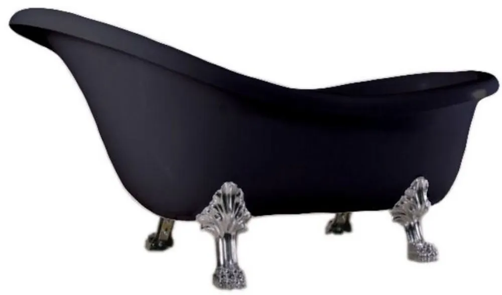 Direktkauf Casa Padrino Luxus Jugendstil Badewanne Schwarz / Silber 174 x 83 x H. 81 cm - Freistehende Retro Badewanne mit Löwenfüßen - Retro Badezimmer Möbel