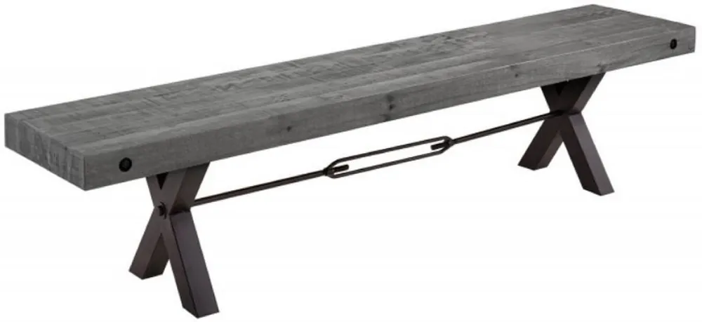 Sofort Bestellen Casa Padrino Industrial Design Sitzbank Grau / Schwarz 170 x 40 x H. 45 cm - Massivholz Bank mit pulverbeschichteten Metall Gestell - Industrial Design Möbel