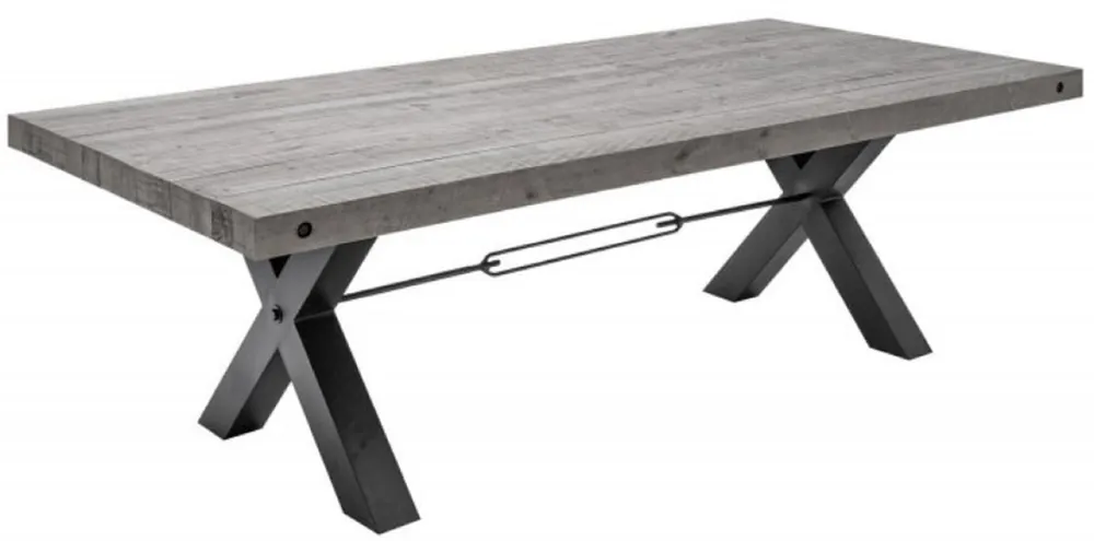 Jetzt Kaufen Casa Padrino Industrial Design Esstisch Grau / Schwarz 200 x 100 x H. 76 cm - Massivholz Küchentisch im Industrie Design - Esszimmer Möbel