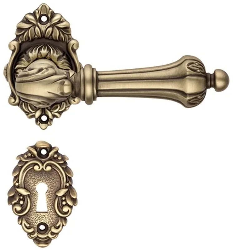 Preiswert Casa Padrino Barock Türklinken Set 14,2 x H. 8,4 cm - Verschiedene Farben - 2 Prunvolle Messing Türgriffe mit Rosetten - Luxus Qualität - Made in Italy