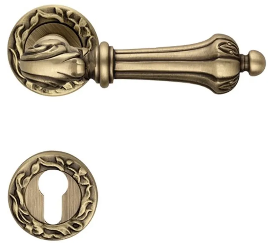Neuheit Casa Padrino Barock Türklinken Set 14,2 x H. 5,3 cm - Verschiedene Farben - 2 Prunvolle Messing Türgriffe mit runden Rosetten - Luxus Qualität - Made in Italy