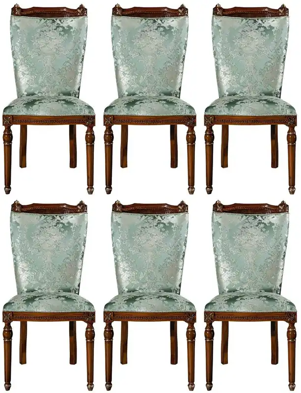 Casa Padrino Luxus Barock Esszimmer Stuhl Set Mintgrün / Braun 53 x 55 x H. 109 cm - Edles Küchen Stühle 6er Set - Barock Esszimmer Möbel Finale Aktion