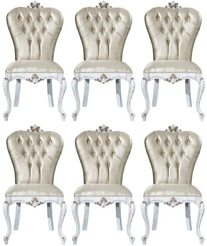 Markenware Casa Padrino Luxus Barock Esszimmer Stuhl Set Gold / Antik Weiß / Gold 57 x 65 x H. 113 cm - Küchen Stühle 6er Set - Barock Esszimmer Möbel - Edel & Prunkvoll