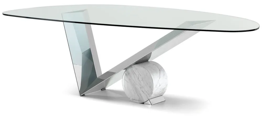 Casa Padrino Designer Esstisch Silber / Weiß 240 x 115 x H. 75 cm - Esszimmertisch mit Glasplatte - Moderne Esszimmer Möbel - Luxus Kollektion Ausverkauf