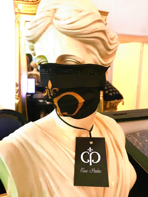 Casa Padrino Bling Bling Maske Schwarz / Gold - CP Maske mit schwarzen Glitzersteinen Angebot
