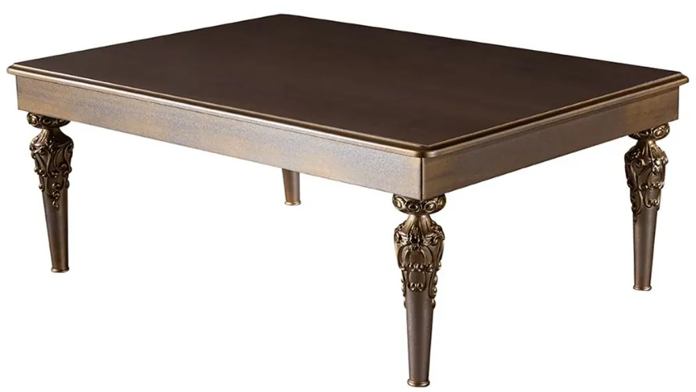 Casa Padrino Luxus Barock Couchtisch Braun / Silber / Kupfer / Gold 115 x 80 x H. 45 cm - Massivholz Wohnzimmertisch mit Glasplatte - Barock Wohnzimmer Möbel Top-Preis
