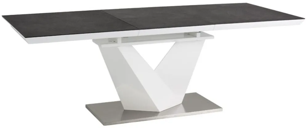 Top-Preis Casa Padrino Designer Esstisch Schwarz / Weiß / Silber - Verschiedene Tischgrößen - Moderner Ausziehbarer Küchentisch mit Tischplatte in Steinoptik - Esszimmer Möbel