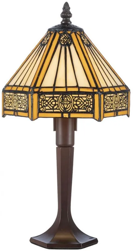 Nur Heute Casa Padrino Luxus Tiffany Tischleuchte Gelb / Schwarz / Braun 20 x 20 x H. 31 cm - Elegante Schreibtischleuchte - Hockerleuchte - Tiffany Leuchte