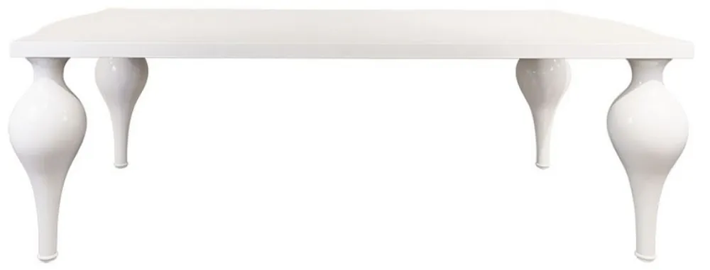 Casa Padrino Neoklassik Esstisch Hochglanz Weiß 220 x 110 x H. 75,5 cm - Massivholz Küchentisch - Esszimmer Möbel im Neoklassischem Stil Highlight