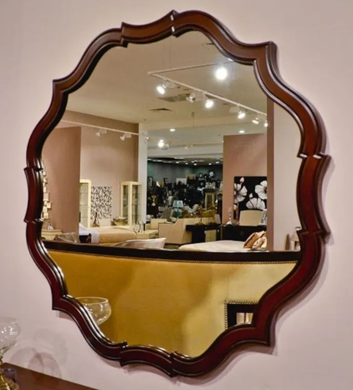 Echt Casa Padrino Art Deco Spiegel Dunkelbraun 89 x 3 x H. 89 cm - Eleganter Mahagoni Wandspiegel - Garderoben Spiegel - Wohnzimmer Spiegel - Art Deco Möbel