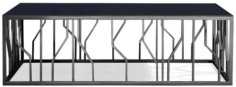 Casa Padrino Luxus Couchtisch Silber / Schwarz 125 x 65 x H. 43 cm - Rechteckiger Edelstahl Wohnzimmertisch mit Glasplatte - Wohnzimmer Möbel - Luxus Qualität Preis Gesenkt