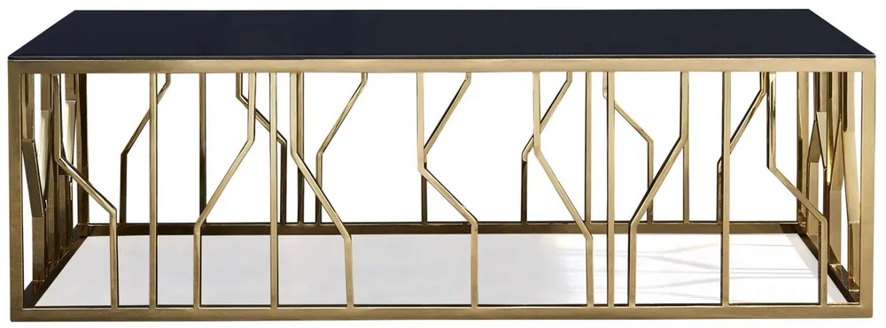 Online Kaufen Casa Padrino Luxus Couchtisch Gold / Schwarz 125 x 65 x H. 43 cm - Rechteckiger Edelstahl Wohnzimmertisch mit Glasplatte - Wohnzimmer Möbel - Luxus Qualität