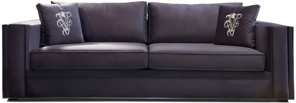Casa Padrino Luxus Sofa Lila / Silber 240 x 95 x H. 65 cm - Wohnzimmer Sofa mit dekorativen Kissen - Luxus Wohnzimmer Möbel Abverkauf
