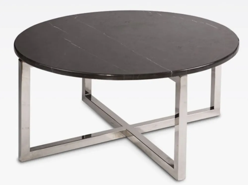 Casa Padrino Luxus Couchtisch Graphitgrau / Silber Ø 80 x H. 40 cm - Moderner runder Wohnzimmertisch mit Marmorplatte - Wohnzimmer Möbel Wochenendangebot