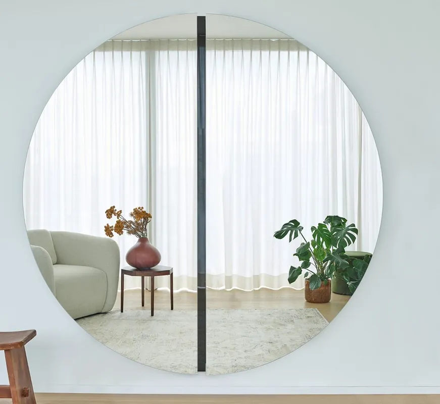 Casa Padrino Luxus Spiegel Schwarz 200 x 3,5 x H. 200 cm - Runder Wandspiegel - Wohnzimmer Hotel Restaurant Boutique Spiegel Schnäppchen
