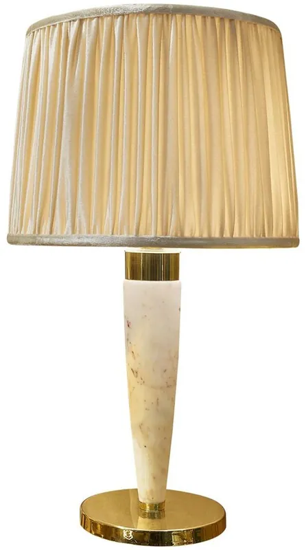 Must-Have Casa Padrino Luxus Tischleuchte Beige / Gold / Taupe Ø 50 x H. 55 cm - Edle Tischlampe mit hochwertigem Estremoz Marmor - Hotel Kollektion - Luxus Qualität - Made in Italy