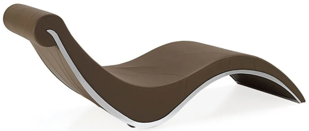 Casa Padrino Luxus Designer Liegesessel mit Rollen Braun / Silber 200 x 70 x H. 70 cm - Edle Kunstleder Chaiselongue - Relax Sessel - Relax Liege - Luxus Wohnzimmer Möbel Angebot