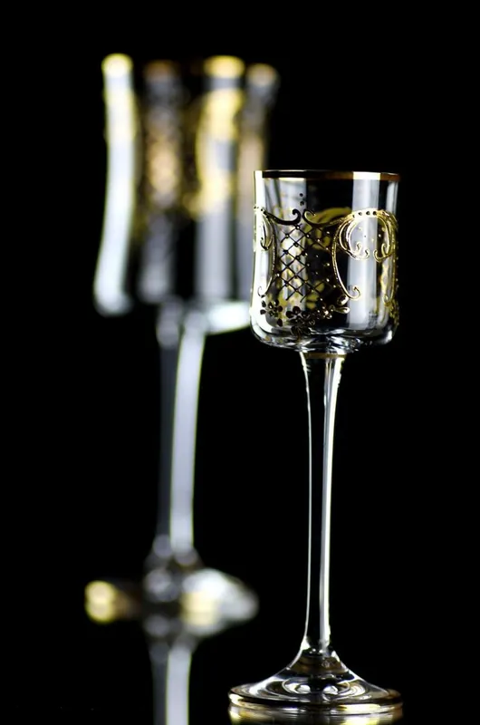 Neue Ware Casa Padrino Luxus Barock Likörglas 6er Set Gold Ø 6 x H. 17,5 cm - Handgefertigte und handbemalte Likörgläser - Hotel & Restaurant Accessoires - Luxus Qualität