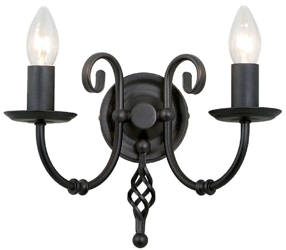 Ausverkauf Casa Padrino Barock Doppel Wandleuchte Schwarz 35 x 22 x H. 27 cm - Elegante Stahl Wandlampe - Wandleuchten im Barockstil