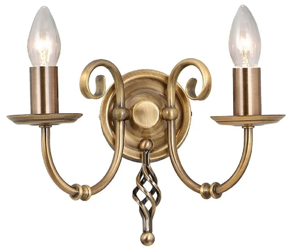 Wochenendangebot Casa Padrino Barock Doppel Wandleuchte Antik Messingfarben 35 x 22 x H. 27 cm - Elegante Stahl Wandlampe - Wandleuchten im Barockstil