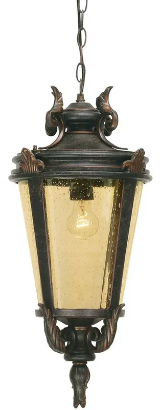 Schnäppchen Casa Padrino Barock Außenhängeleuchte Antik Schwarz / Bronze / Bernsteinfarben Ø 28 x H. 56 cm - Nostalgische Balkon Garten Terrassen Außenleuchte - Nostalgische Außenbeleuchtung