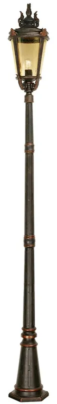 Mega-Angebot Casa Padrino Barock Gartenlaterne Antik Schwarz / Bronze / Bernsteinfarben Ø 30 x H. 239 cm - Elegante Außenstehleuchte - Nostalgische Außenbeleuchtung