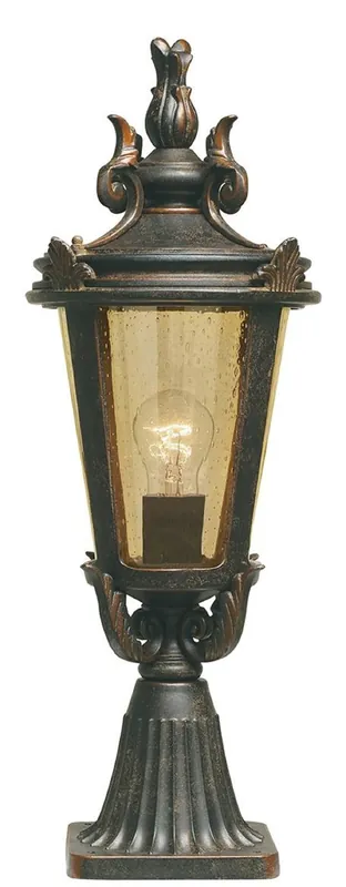 Knallerangebot Casa Padrino Barock Sockelleuchte Antik Schwarz / Bronze / Bernsteinfarben Ø 22,5 x H. 56 cm - Wetterfeste Garten Terrassen Außenleuchte Stehleuchte Gartenlaterne - Nostalgische Außenbeleuchtung