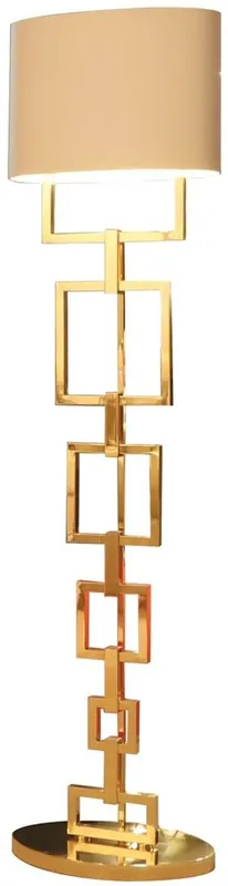 Casa Padrino Luxus Designer Stehleuchte Gold / Elfenbeinfarben 45 x 20 x H. 180 cm - Edle vergoldete Messing Stehlampe - Hotel Möbel - Luxus Qualität Zertifiziert
