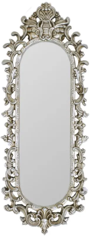 Casa Padrino Barock Spiegel Silber 40 x H. 130 cm - Prunkvoller Wandspiegel im Barockstil - Antik Stil Garderoben Spiegel - Wohnzimmer Spiegel - Barock Möbel Echt