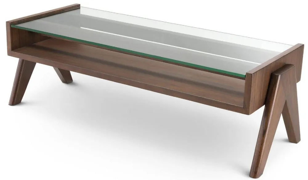 Sichere Zahlung Casa Padrino Luxus Couchtisch Braun 120 x 46 x H. 39,5 cm - Rechteckiger Massivholz Wohnzimmertisch mit Glasplatte - Luxus Wohnzimmer Möbel