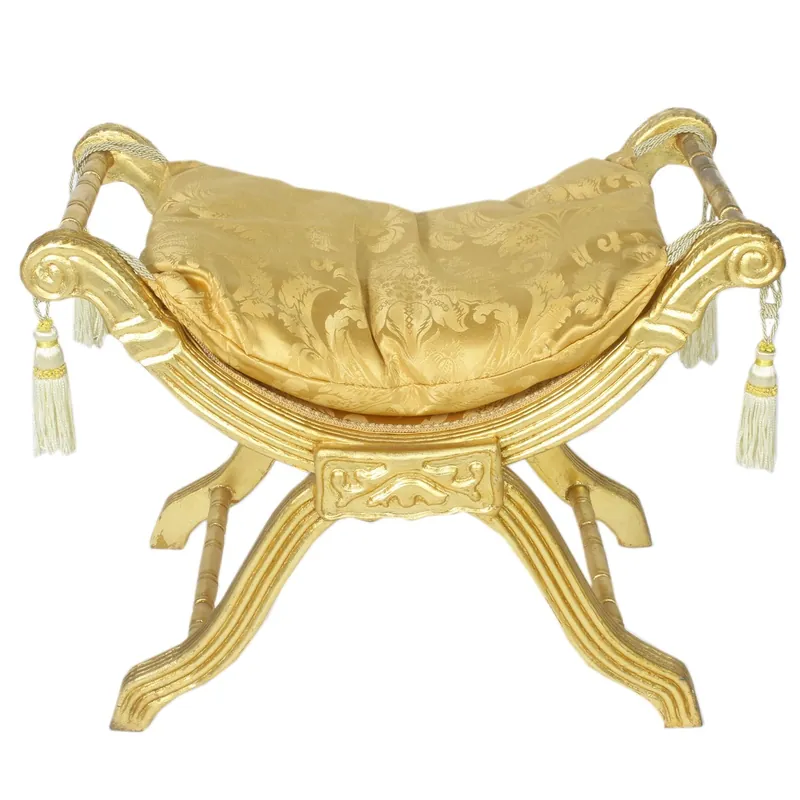 Casa Padrino Barock Sitzhocker - Kreuzhocker Gold Muster / Gold - Antik Möbel Versand Am Gleichen Tag