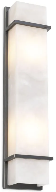 Casa Padrino Luxus Wandleuchte Bronze / Alabaster 13 x 9 x H. 60 cm - Elegante Wandlampe mit Alabaster Lampenschirm - Luxus Leuchten Heißes Angebot
