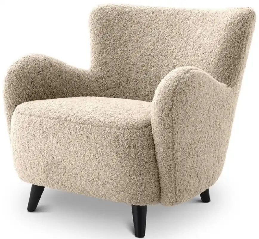 Casa Padrino Luxus Wohnzimmer Sessel Sandfarben / Schwarz 80 x 72 x H. 80 cm - Wohnzimmer Möbel - Luxus Möbel Direkt Vom Hersteller