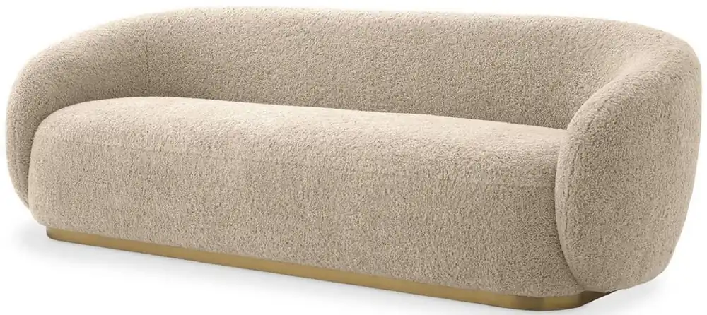 Casa Padrino Luxus Wohnzimmer Sofa Sandfarben / Messing 210 x 85 x H. 72 cm - Wohnzimmer Möbel - Luxus Qualität Aktuell
