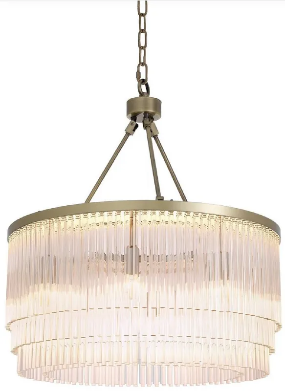 Casa Padrino Luxus Kronleuchter Messingfarben Ø 60 x H. 68 cm - Edler Wohnzimmer Kronleuchter - Luxus Qualität Wochenendangebot