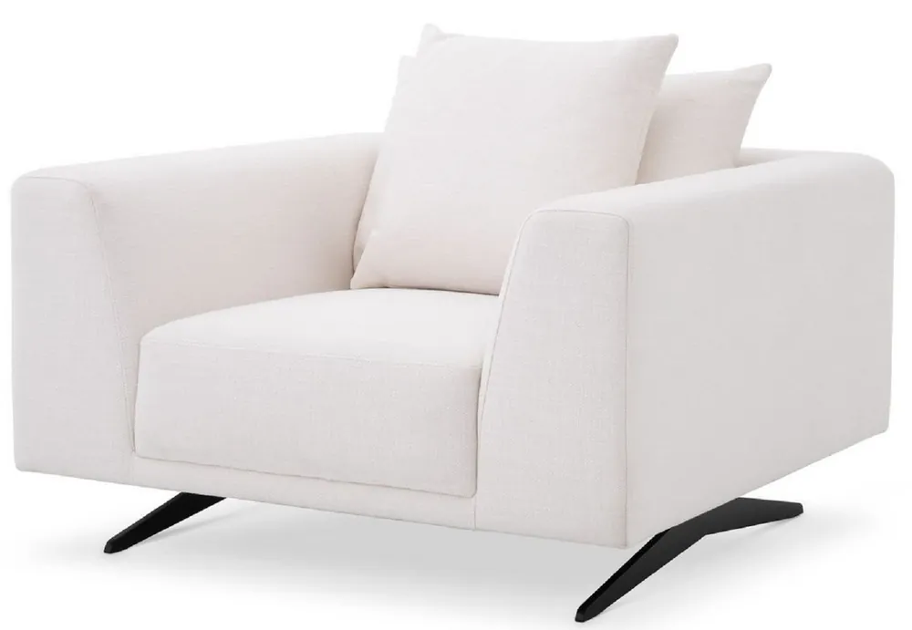 Casa Padrino Luxus Wohnzimmer Sessel mit Kissen Weiß / Bronzefarben 110 x 108 x H. 64 cm - Wohnzimmer Möbel - Luxus Möbel Expressversand