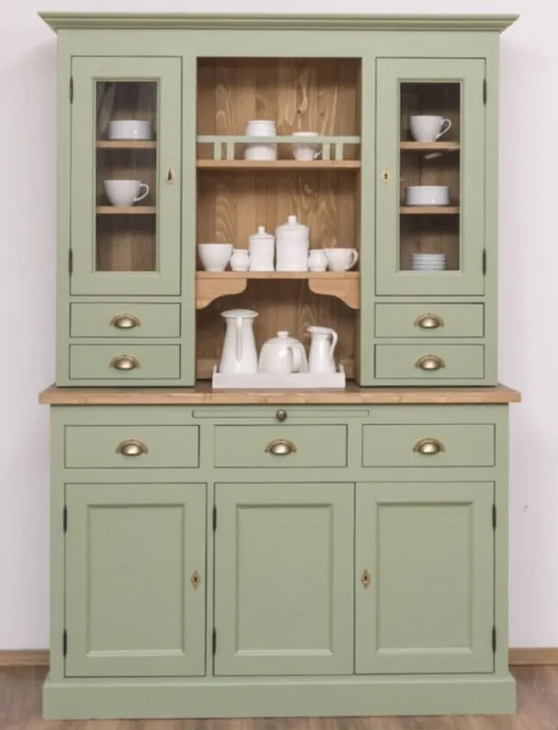 Direkt Vom Hersteller Casa Padrino Landhausstil Küchenschrank Grün / Braun 137 x 50 x H. 197 cm - 2 Teiliger Küchenschrank mit 5 Türen und 7 Schubladen - Landhausstil Küchenmöbel