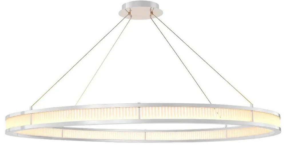 Casa Padrino Luxus LED Kronleuchter Silber / Weiß Ø 139 cm - Moderner runder Kronleuchter - Wohnzimmer Kronleuchter - Hotel Kronleuchter Preiswert
