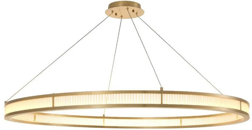 Casa Padrino Luxus LED Kronleuchter Antik Messingfarben / Weiß Ø 139 cm - Moderner runder Kronleuchter - Wohnzimmer Kronleuchter - Hotel Kronleuchter Angebot