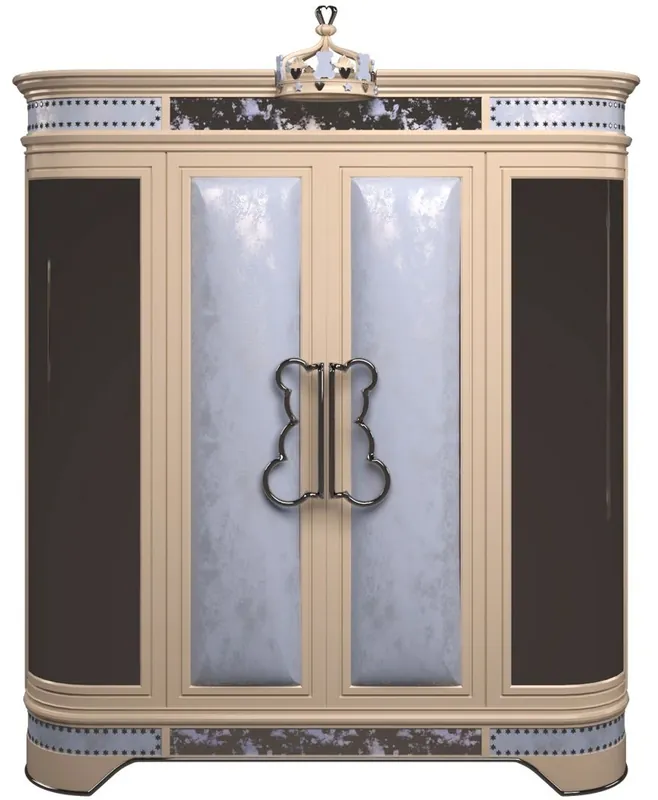 Markenprodukt Casa Padrino Luxus Designer Kinderzimmer Kleiderschrank Blau / Beige / Schwarz / Silber / Gold 200 x 60 x H. 250 cm - Kinderzimmer Möbel - Hotel Möbel - Luxus Qualität - Made in Italy