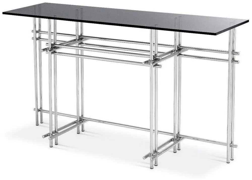 Solange Der Vorrat Reicht Casa Padrino Designer Konsole Silber / Grau 131 x 36,5 x H. 73 cm - Edelstahl Konsolentisch mit Glasplatte - Designer Möbel - Luxus Qualität